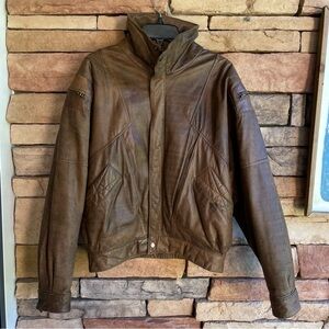 Midway brown leather bomber jacket Medium